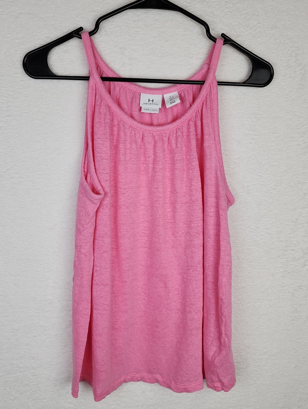 H by HALSTON 100% Linen Baby Pink Tank Top L